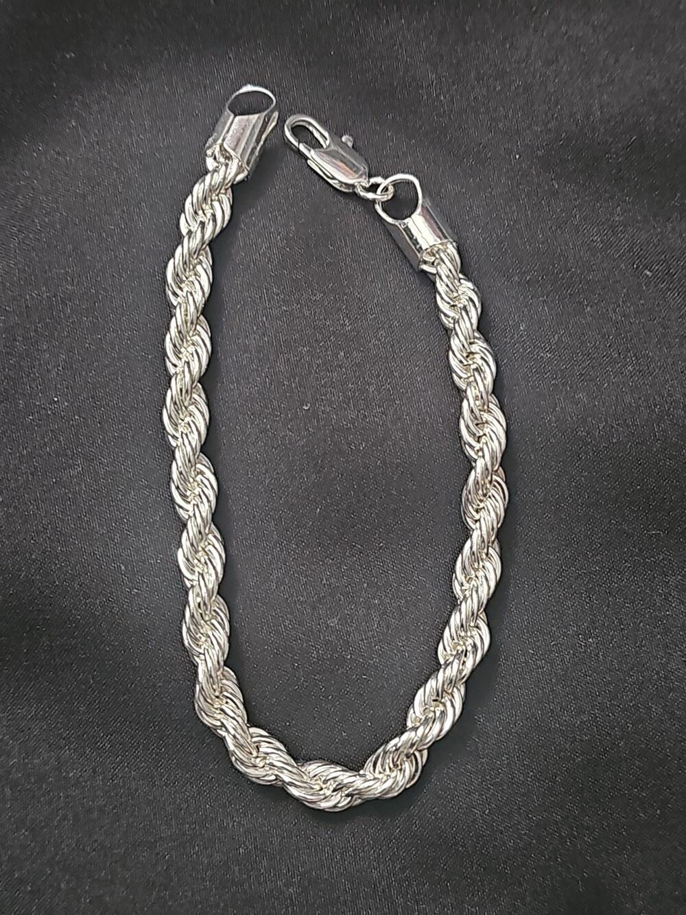 8in. 925 silver plated brass-5.5mm French Rope Bracelet